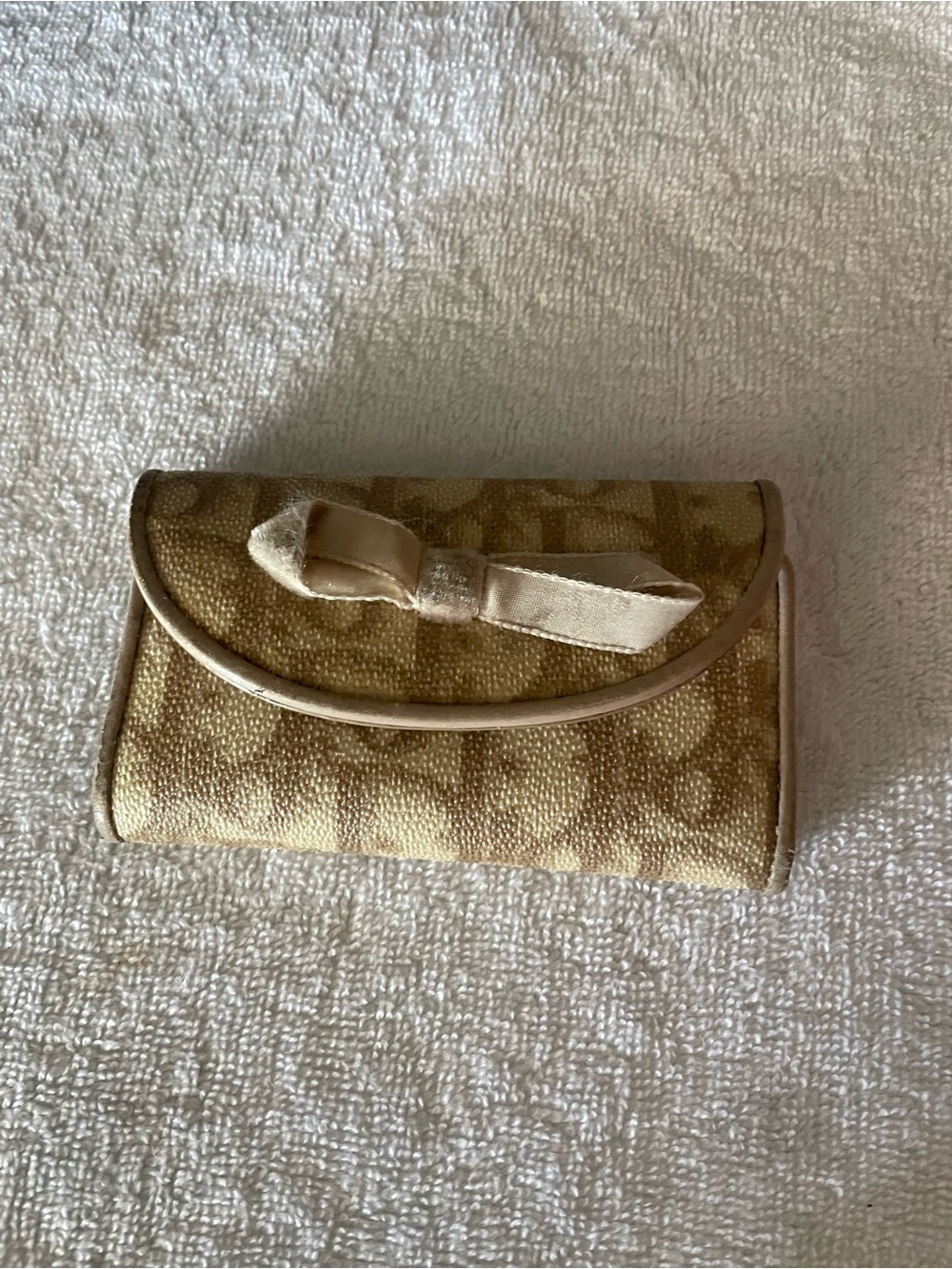 Dior Beige Signature Canvas Bow-Accent Wallet